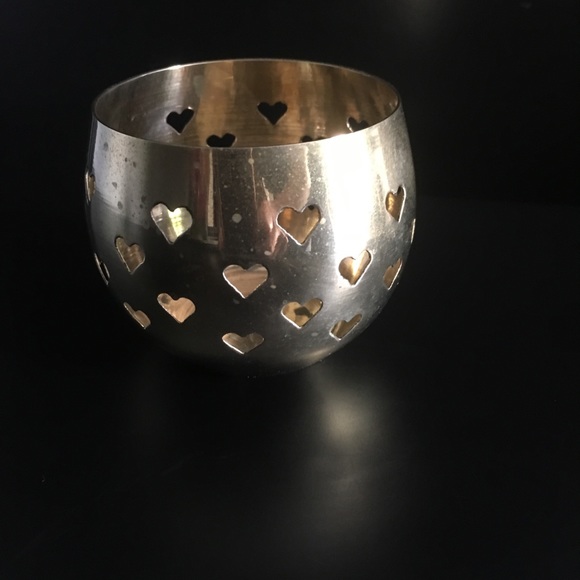 Brass Candle Cup with Heart Cut Outs - Picture 2 of 4